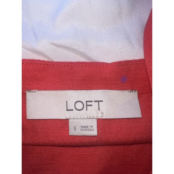 Loft Dress Size S Coral Square Neck Flounce Linen Blend Shift Sundress 542190 - Picture 12 of 14